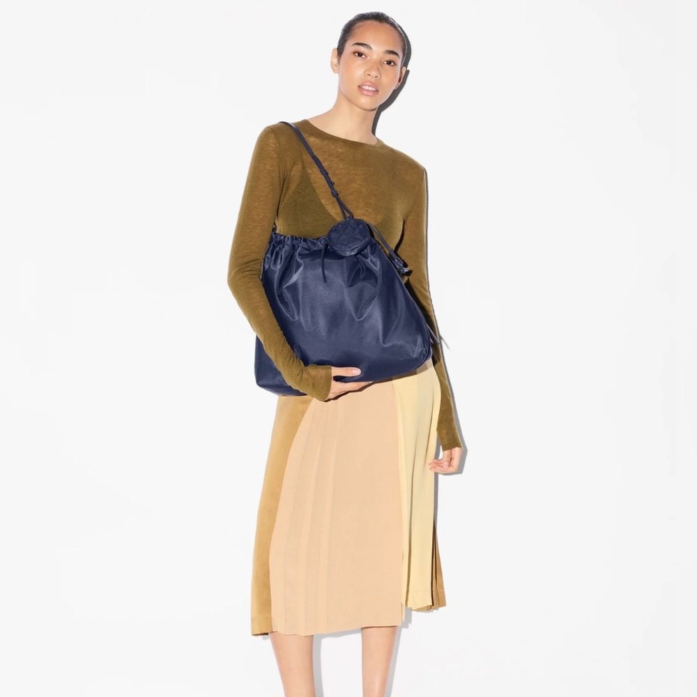 MZ Wallace Navy Waverly Shoulder Bag with Quilted Pouch